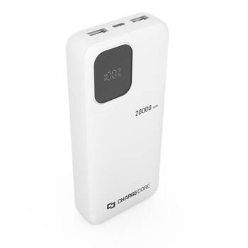 ChargeCore SafeCharge Max Powerbank 20000mAh USB-A to C & 8-Pin White