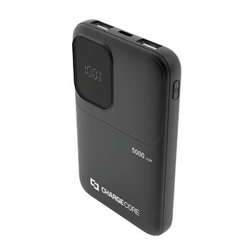 ChargeCore SafeCharge Max Powerbank 5000mAh USB-A to C & 8-Pin Black