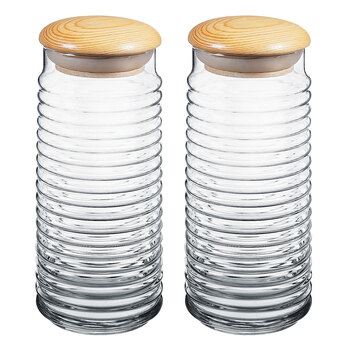 2PK Pasabahce Babylon 1500ml Glass Canister w/ Lid - Clear