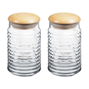 2PK Pasabahce Babylon 1120ml Glass Canister w/ Lid - Clear