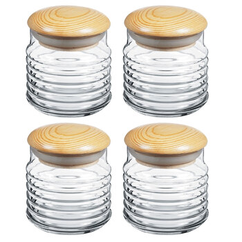 4PK Pasabahce Babylon 630ml Glass Canister w/ Lid - Clear
