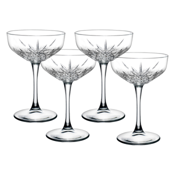 4pc Pasabahce Timeless 255ml/17cm Champagne Coupe Glasses
