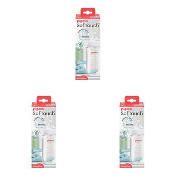 3PK Pigeon 240ml Softouch Glass Baby Nursing Bottle 3m+