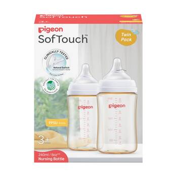 2pc Pigeon Softouch BPP Baby Bottle PPSU Twin Pack Anti-Colic 240ml 3m+