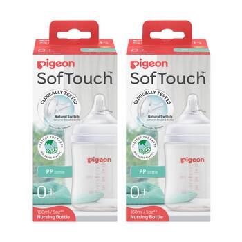 2PK Pigeon Softouch BPP Baby Bottle PP Anti-Colic 160ml 0m+