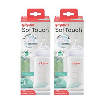 2PK Pigeon Softouch BPP Baby Bottle PP Anti-Colic 240ml 3m+