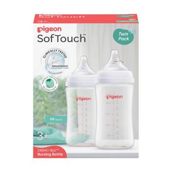 2pc Pigeon Softouch BPP Baby Bottle PP Twin Pack Anti-Colic 240ml 3m+