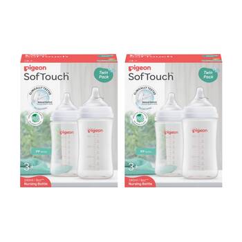 2x 2pc Pigeon Softouch BPP Baby Bottle PP Twin Pack Anti-Colic 240ml 3m+