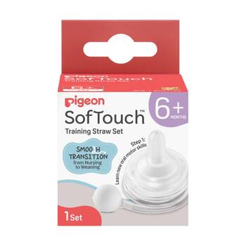  Pigeon Softouch Training Straw Set Baby Bottle Gravity Ball Silicone 6m+