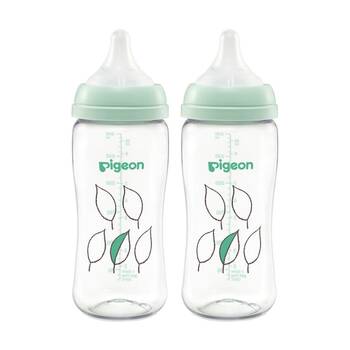 2PK Pigeon SofTouch III Bottle T-Ester 300ml Leaf Anti-Colic 3m+