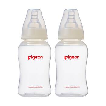 2PK Pigeon Flexible Baby Bottle PP 150ml Peristaltic Teat Clear 0m+