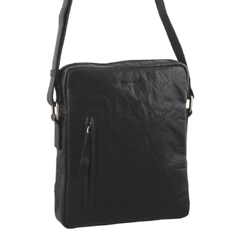 Pierre Cardin 24 x 6 x 26 cm Rustic Leather iPad Cross-Body Bag Black