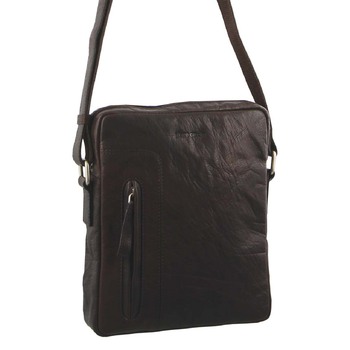 Pierre Cardin 24 x 6 x 26 cm Rustic Leather iPad Cross-Body Bag Brown
