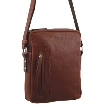 Pierre Cardin 24 x 6 x 26 cm Rustic Leather iPad Cross-Body Bag Chestnut