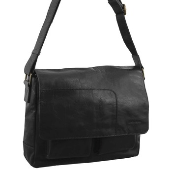 Pierre Cardin 31 x 9 x 26cm Rustic Leather Computer/Messenger Bag Black