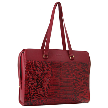 Pierre Cardin Croc-Embossed Leather Business Computer Bag Red
