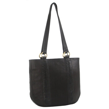 Pierre Cardin Herringbone Embossed Women's Leather Shoulder Bag Black