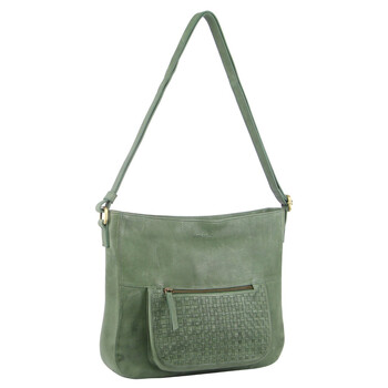 Pierre Cardin Large Woven Embossed Leather Women's Cross Body Bag Green