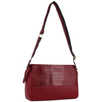 Pierre Cardin Croc-Embossed Leather Cross-Body Bag w/ Fully Lined Interior Red