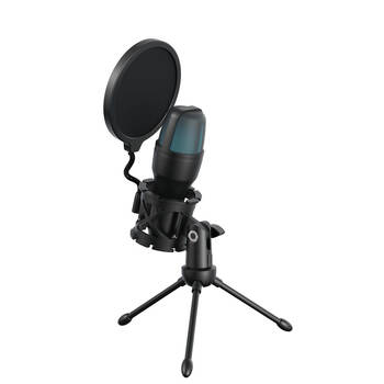 Laser Gaming 7 RGB Lights Desktop USB Cardioid Microphone Lite Black