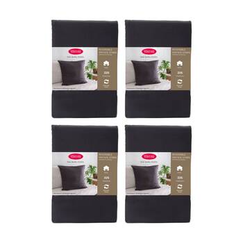 4PK Tontine 225TC European Pillowcase Reversible Vintage Stripes Charcoal