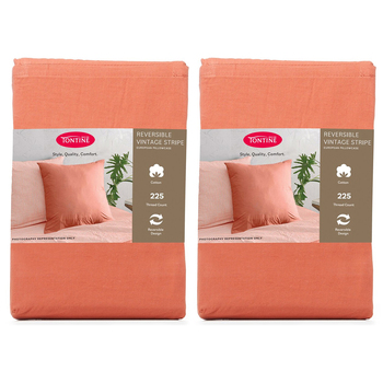 2PK Tontine Vintage Stripes Cotton Euro Pillowcase Clay
