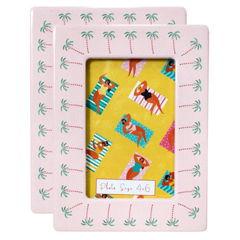 2PK LVD Ceramic/MDF 6x4" Photo Picture Frame Decor - Funky Palm