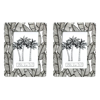 2PK LVD Mono Leaves Ceramic/MDF/Glass 5x7" Photo Frame Display