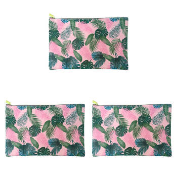 3PK Frankie & Me Women's Zip Makeup Cosmetics Travel Toiletry Bag 28x18cm Tropical