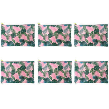 6PK Frankie & Me Women's Zip Makeup Cosmetics Travel Toiletry Bag 28x18cm Tropical