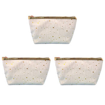 3PK Frankie & Me Women's Zip Makeup Cosmetics Travel Toiletry Bag 23x14cm Star White