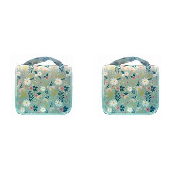 2PK Frankie & Me Women's Zip Cosmetics Hanging Toiletry Bag Medium 25x21cm Floral