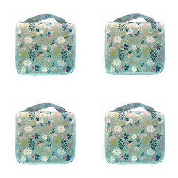 4PK Frankie & Me Women's Zip Cosmetics Hanging Toiletry Bag Medium 25x21cm Floral
