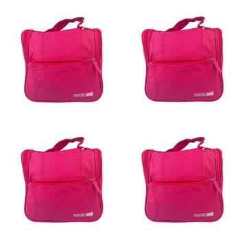4PK Frankie & Me Women's Zip Cosmetics Hanging Toiletry Bag Medium 22x20cm Pink