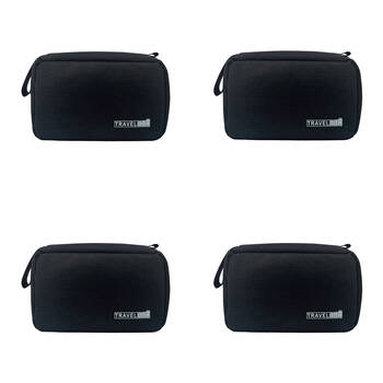 4PK Frankie & Me Women's Rectangular Zip Cosmetics Hanging Toiletry Bag 24.5cm Black