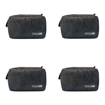 4PK Frankie & Me Women's Rectangular Zip Cosmetics Hanging Toiletry Bag 24.5cm Grey