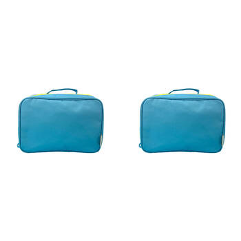 2PK Frankie & Me Women's Zip Makeup Cosmetics Hanging Travel Toiletry Bag 27cm Blue