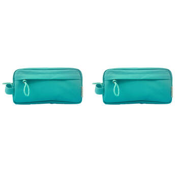 2PK Frankie & Me Women's Rectangular Zip Makeup Cosmetics Toiletry Bag 25x13cm Green