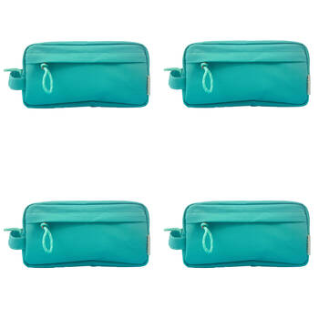4PK Frankie & Me Women's Rectangular Zip Makeup Cosmetics Toiletry Bag 25x13cm Green