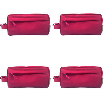 4PK Frankie & Me Women's Rectangular Zip Makeup Cosmetics Toiletry Bag 25x13cm Pink