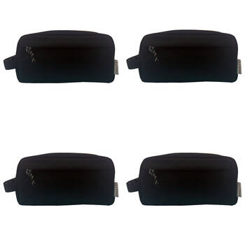 4PK Frankie & Me Women's Rectangular Zip Makeup Cosmetics Toiletry Bag 25x13cm Black