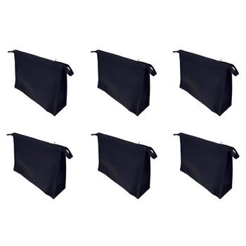 6PK Frankie & Me Women's Zip Makeup Cosmetics Travel Toiletry Bag 24.5x18cm Black