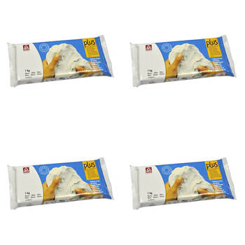 4PK SIO-2 Plus Economy Self-Hardening Air-Dry Sculpting Clay 1kg Natural White