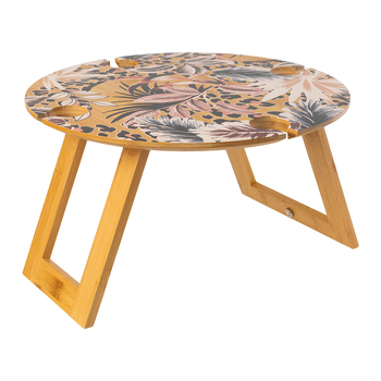 Splosh Picnic Leopard Foldable Round Bamboo Picnic Table 40cm