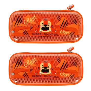 2PK Legami Wonderwow Pencil Case Stationery Organiser 50x23cm Orange Tiger
