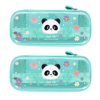 2PK Legami Wonderwow Pencil Case Stationery Organiser 50x23cm Green Panda