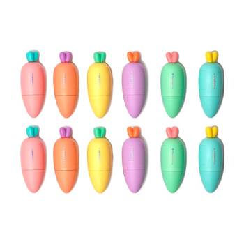 2x 6pc Legami Mini Highlighters Carrot Shaped Coloured Set Fun Stationery