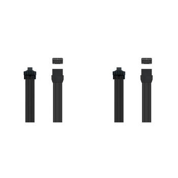 2PK Cruxtec PE5-124B-30BK 600W PCLE 5.0 GPU Power Extension Cable Type-B Black