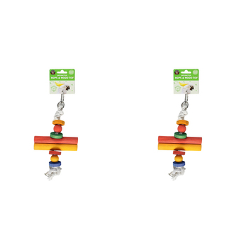 2PK Dudley's World Of Pets Bird Interactive Rope & Wood Bird Cage Toy
