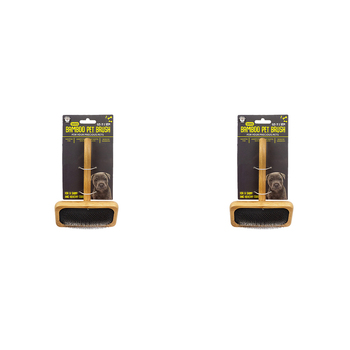 2PK Dudley's World Of Pets Pet Bamboo Rect Hard Pin Brush